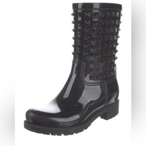 Valentino Rockstud Accents Rubber Rain Boots